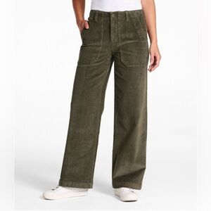 L.L. Bean 207 Vintage Corduroy Pants High Rise Wide Leg 12P Dark Loden wide wale